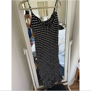 Zara black white polka dot cowl neck dress